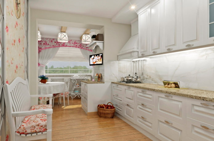 Provence style in the interior of a white kitchen