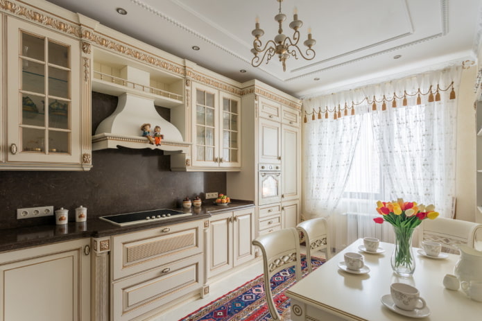 Provence style in the interior of a beige kitchen