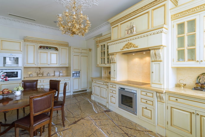 furnishings in the interior of a classic kitchen