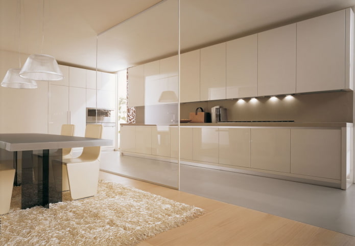 beige kitchen interior in the style of minimalism