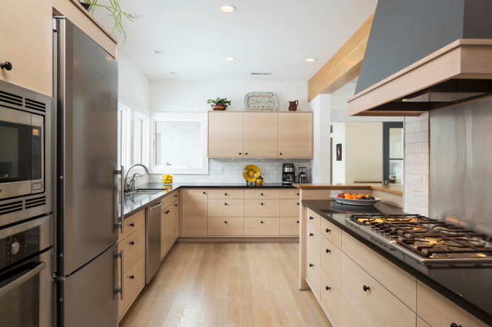 beige Scandinavian style kitchen interior