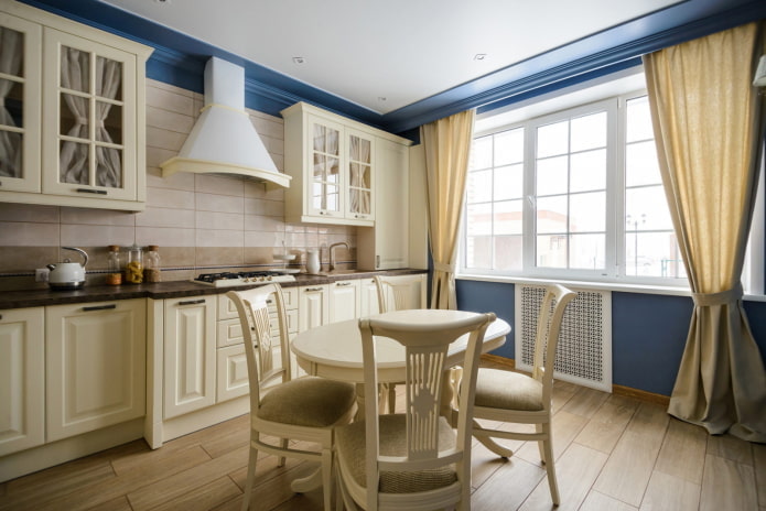 beige kitchen interior with bright accents