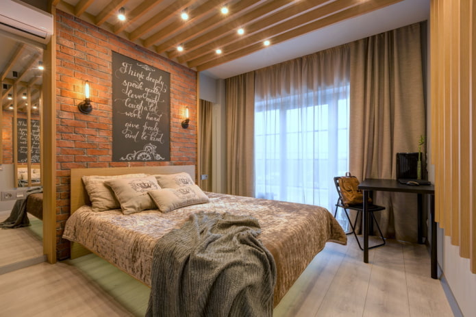 lighting in the bedroom in an industrial style