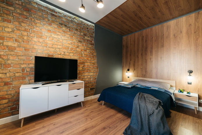 wall decoration in the bedroom in an industrial style