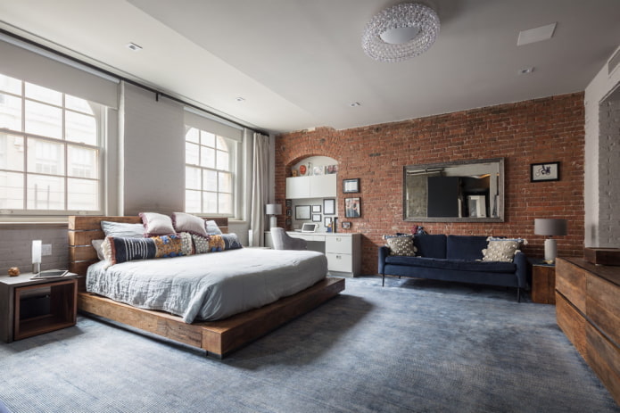 finishing the floor in the bedroom in an industrial style