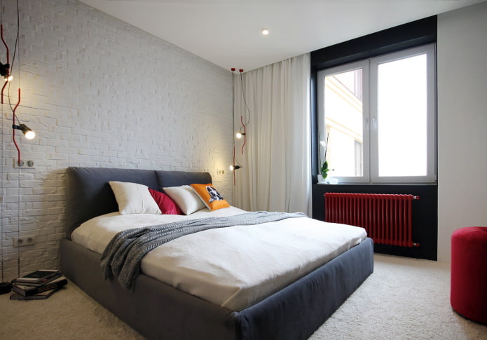 дизајн мале спаваће собе у индустријском стилу