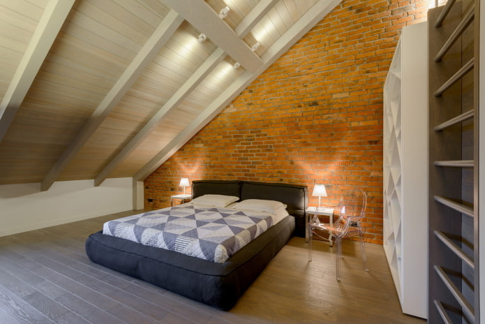 industrial style attic bedroom