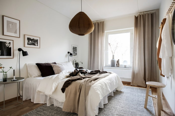 Dekoration des Schlafzimmers im nordischen Stil