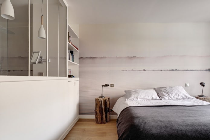 зидна декорација у спаваћој соби у нордијском стилу