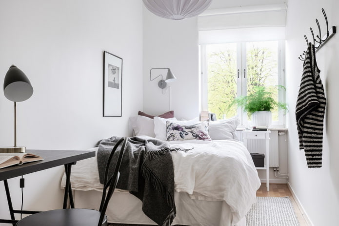 kleines Schlafzimmer im skandinavischen Stil