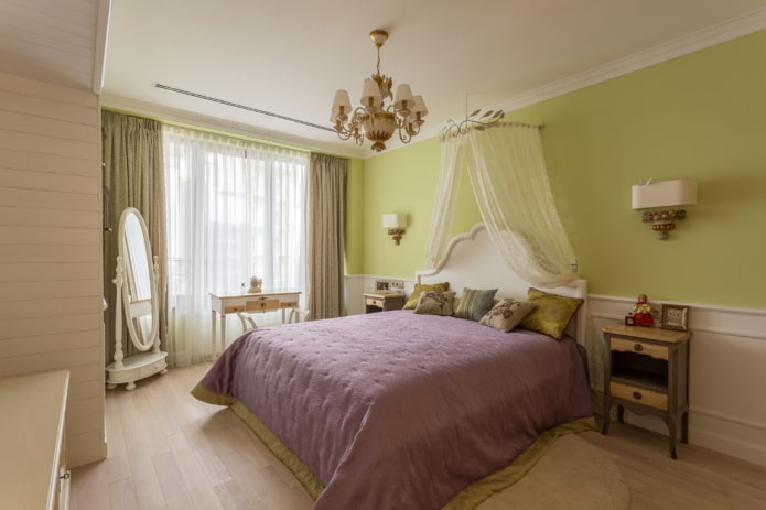текстил и декор у унутрашњости спаваће собе у провансалском стилу