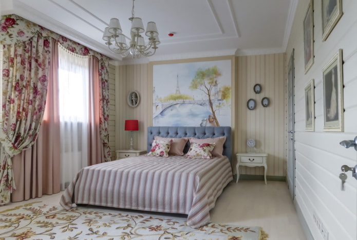 decoration of the bedroom in Provencal style