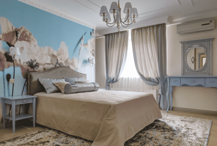 decoration of the bedroom in Provencal style