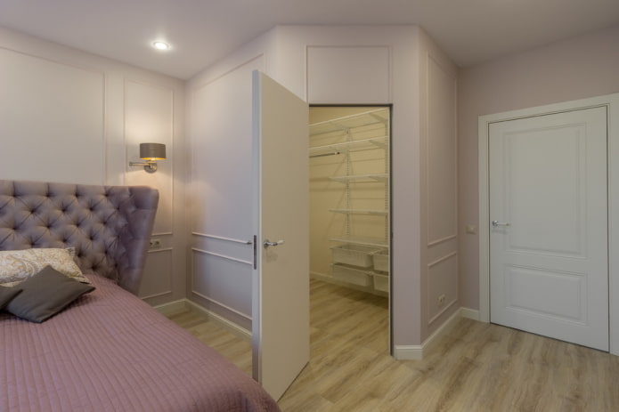 separate dressing room in the bedroom interior