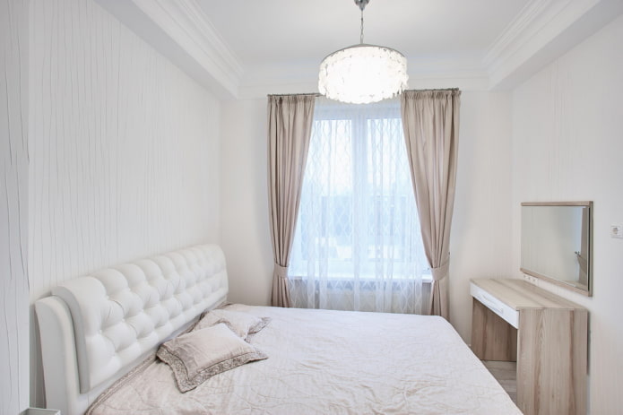 lighting in the interior of the bedroom in white