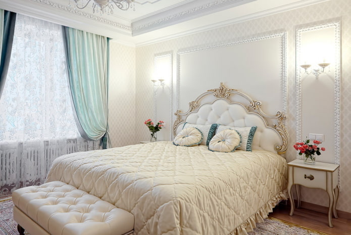 бели ентеријер спаваће собе у класичном стилу