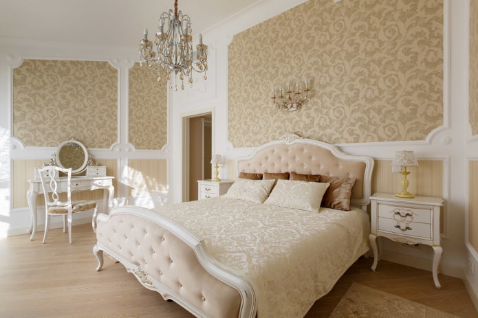 white and beige bedroom interior
