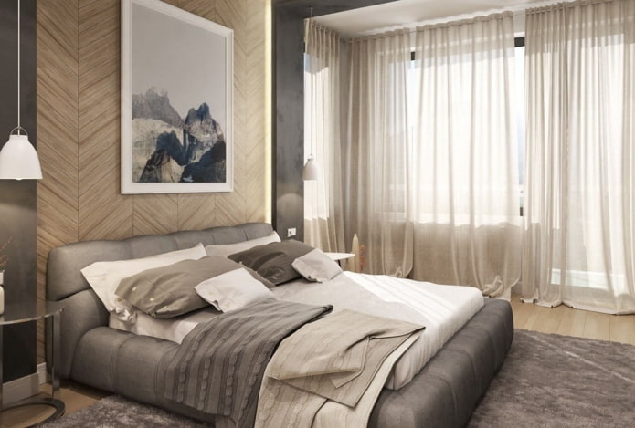 gray-beige bedroom interior
