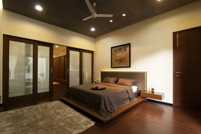 bézs és barna hálószoba belső