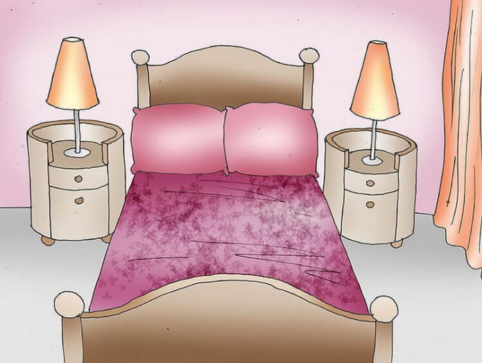 Nachttische auf beiden Seiten des Bettes