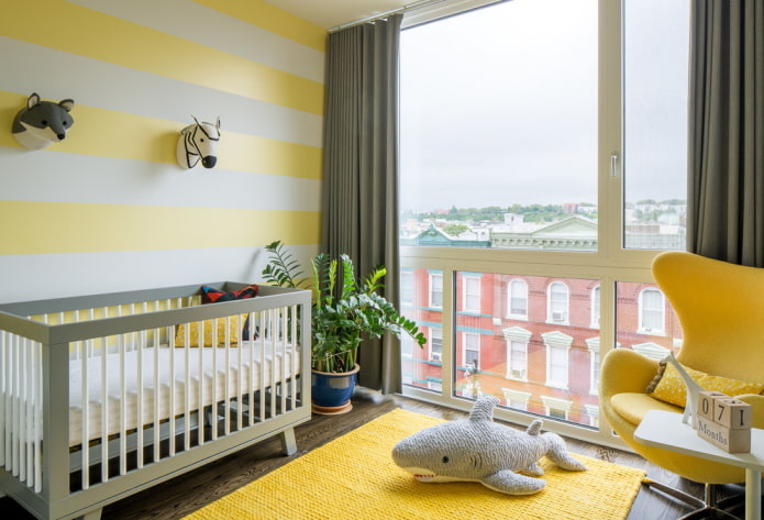 colors in the design of the nursery for the kid