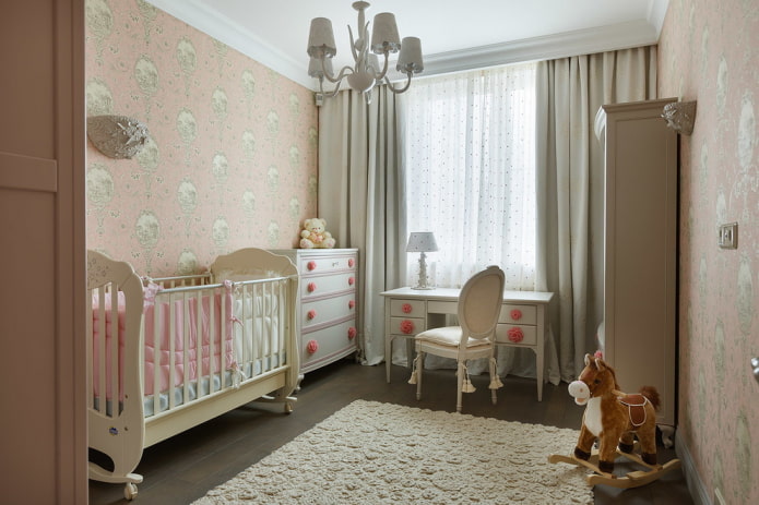 design of a nursery for a newborn girl