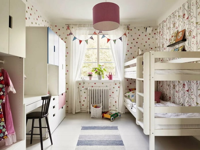 play area in the interior of the bedroom for children of different sexes