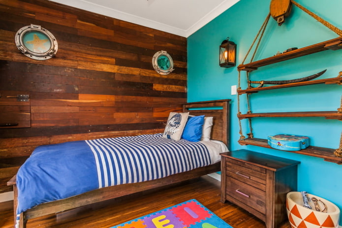 color scheme of a children's bedroom in a marine style