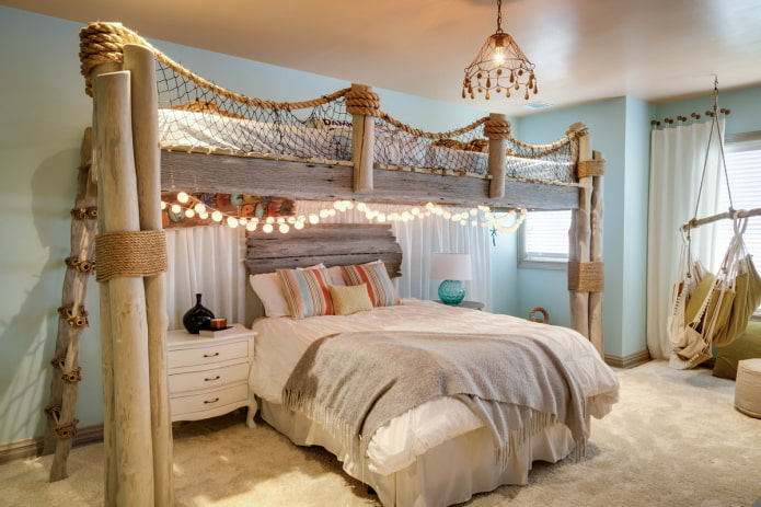 teen bedroom interior in nautical style
