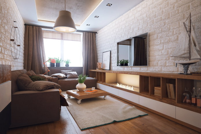 rectangular living room of 16 sq.