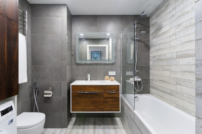 bathroom interior in white and gray tones