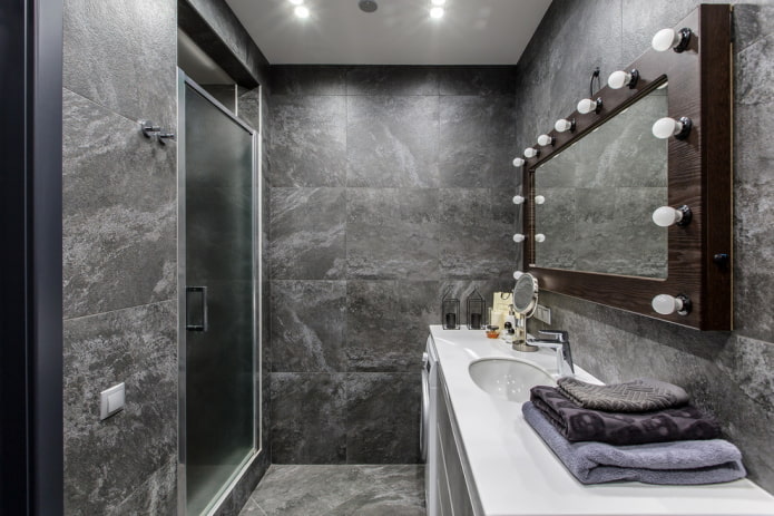 szürke loft stílusú fürdőszoba belső