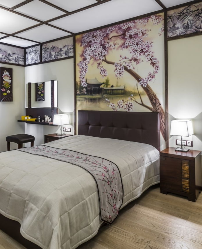 Schlafzimmer mit japanischer Dekoration