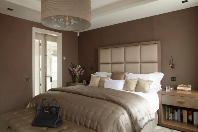 bedroom interior in brown shades