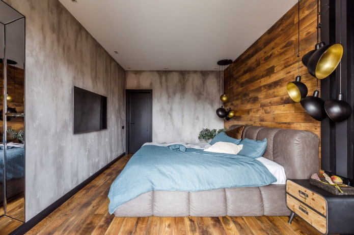 gray-brown bedroom interior