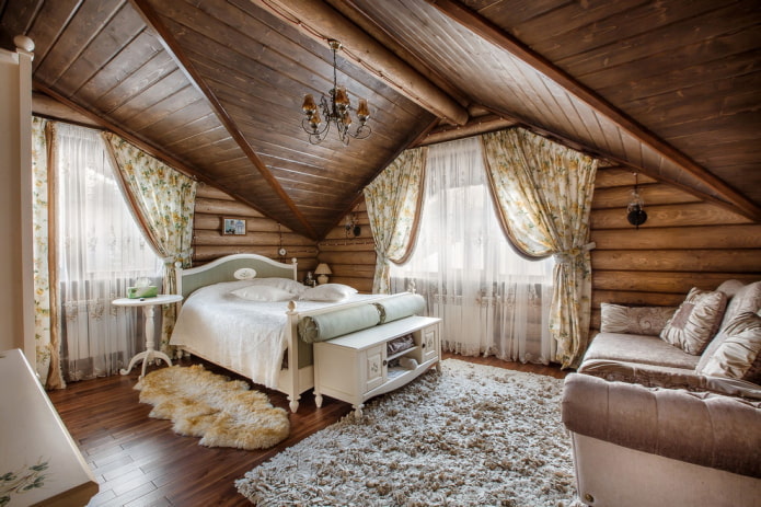 Möbel im Inneren des braunen Schlafzimmers
