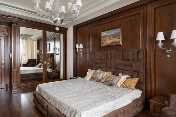 finishing in the interior of the brown bedroom