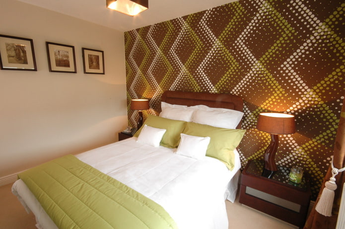 brown-green bedroom interior