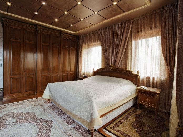 brown bedroom interior in classic style
