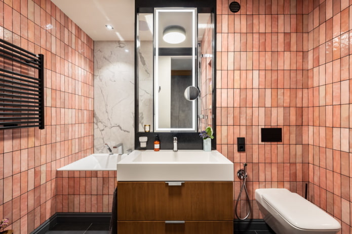 a kombinált fürdőszoba színes kialakítása