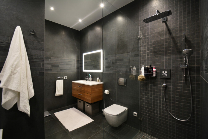 a fürdőszoba színes kialakítása a minimalizmus stílusában