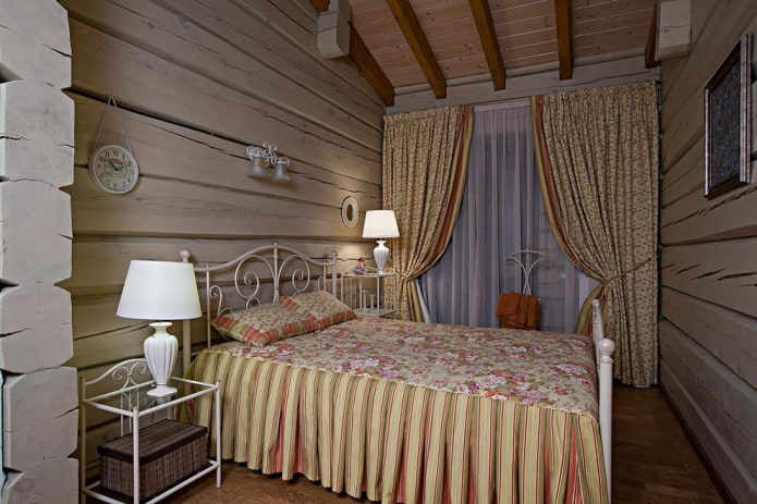 lighting in the bedroom in country style