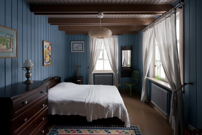 шема боја спаваће собе у рустикалном стилу земље