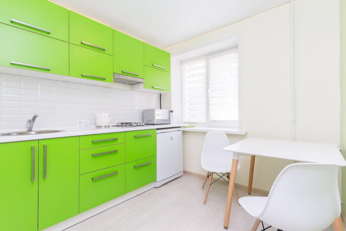 kitchen design in bright green colors