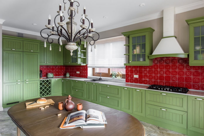 kitchen decoration in green tones