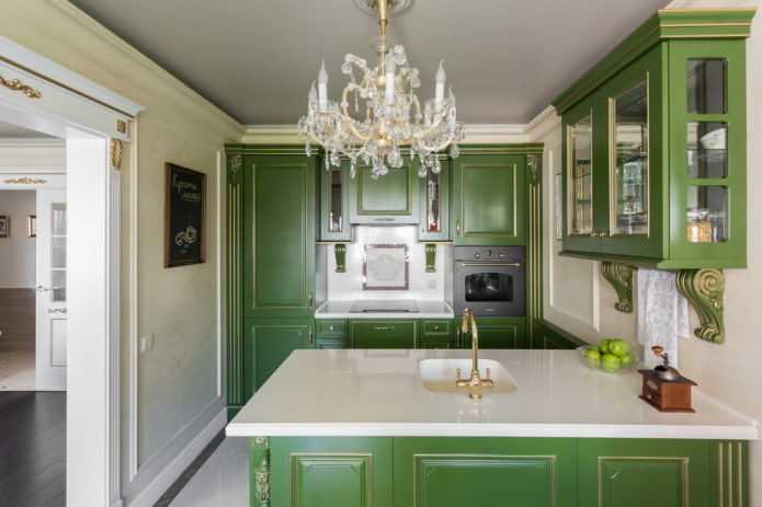 kitchen design in green colors
