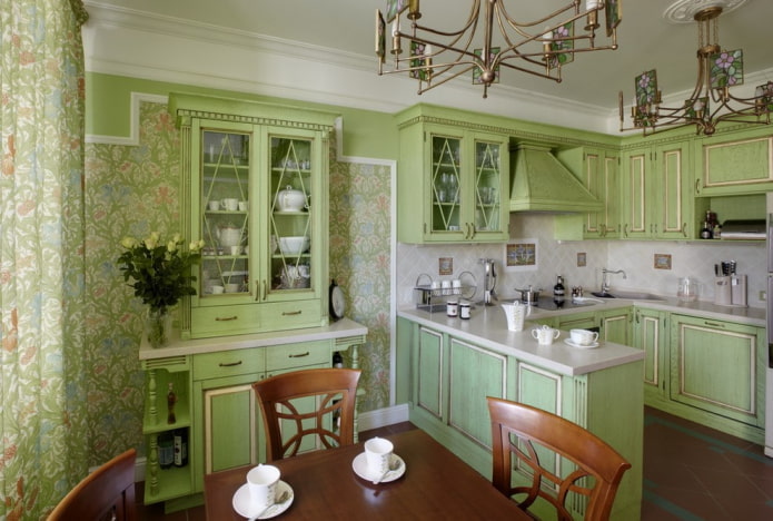 kitchen design in green colors