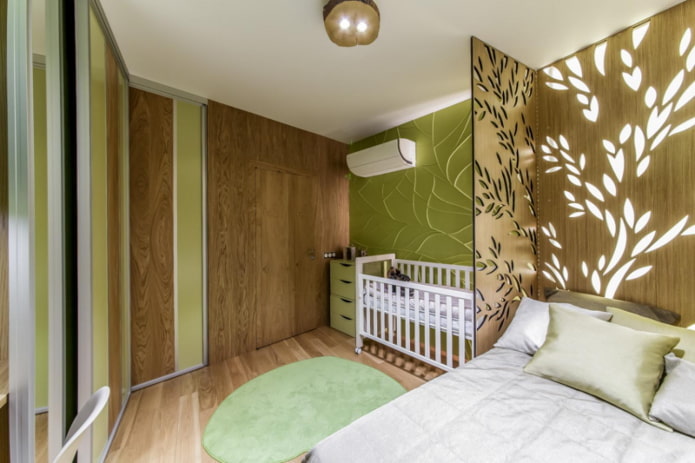 zoning in the interior of the bedroom-nursery