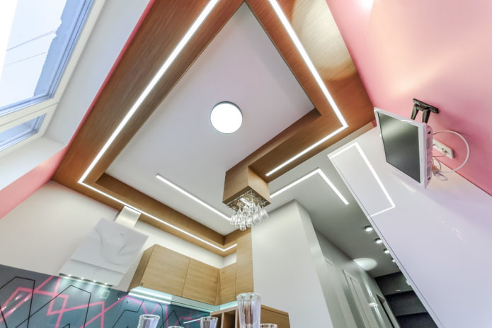 two-level plasterboard ceiling