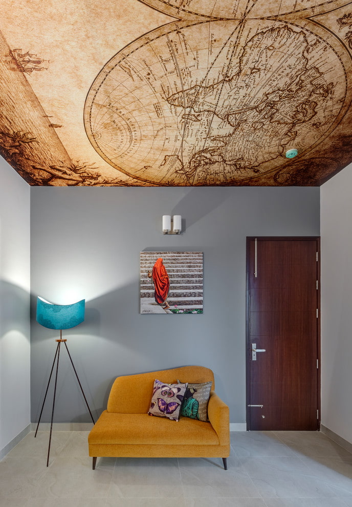 world map on the ceiling
